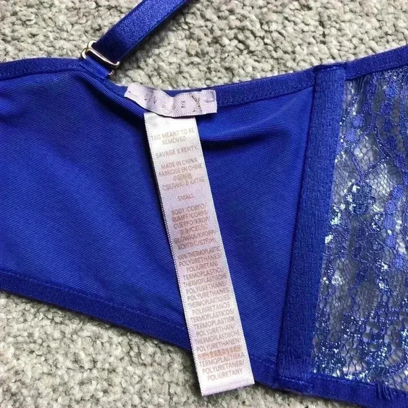 Savage X Fenty Bra Small Blue Straps with Plastic Clear Cups Rhianna - Picture 4 of 7
